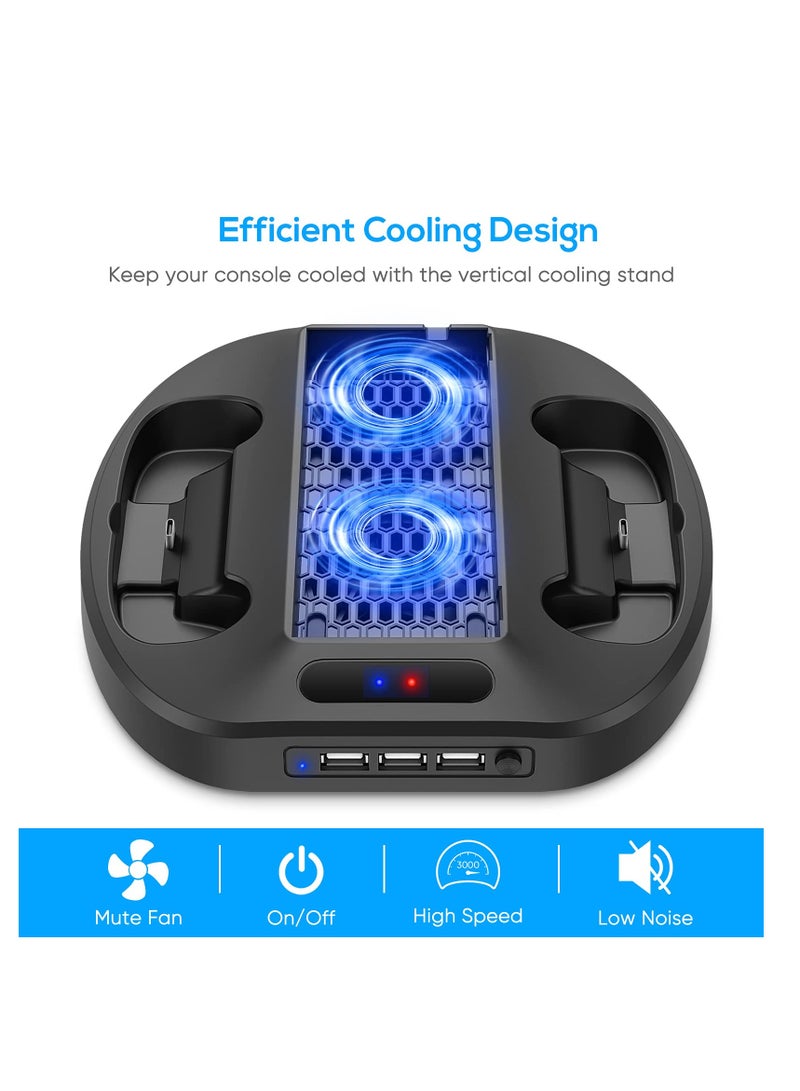 SOLARAE Vertical Charging Stand for Xbox Series S Controllers with Cooling Fan, Charging Station Dock with Dual Controller Charger Ports LED Indicator 3 USB Hubs - Image 4