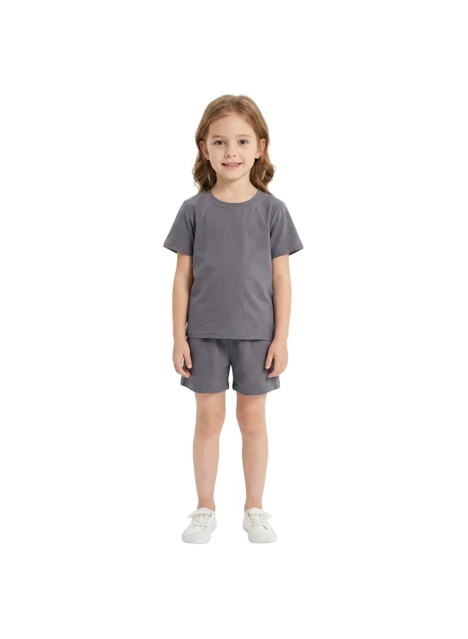 Bidani Girl Lounge Set T-Shirt & Shorts-Grey