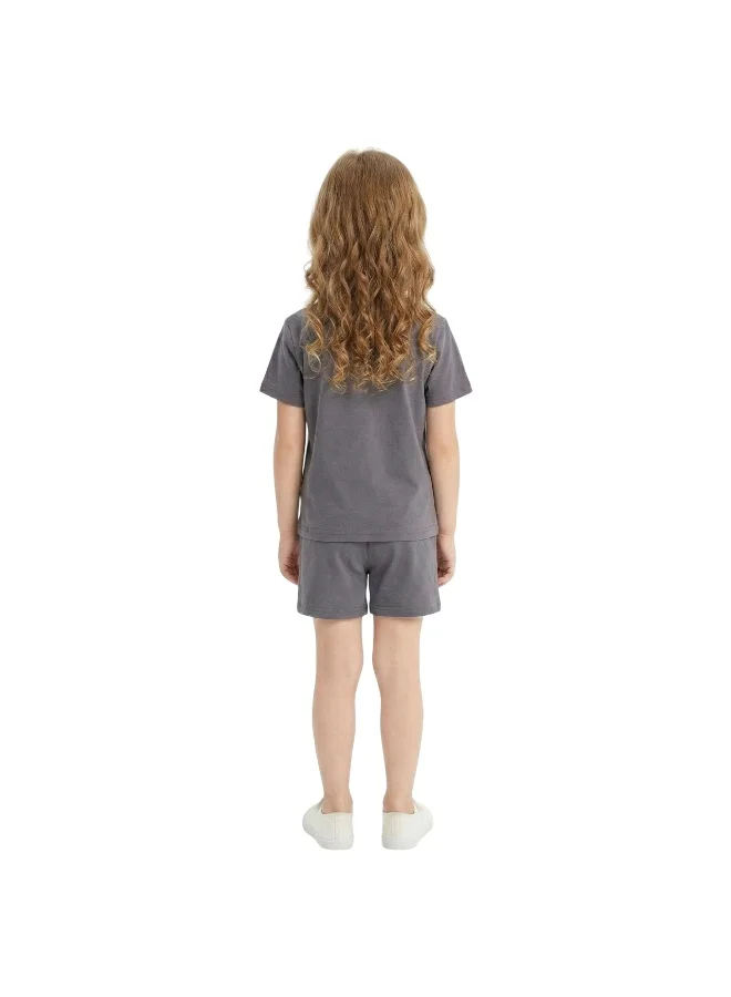 Bidani Girl Lounge Set T-Shirt & Shorts-Grey