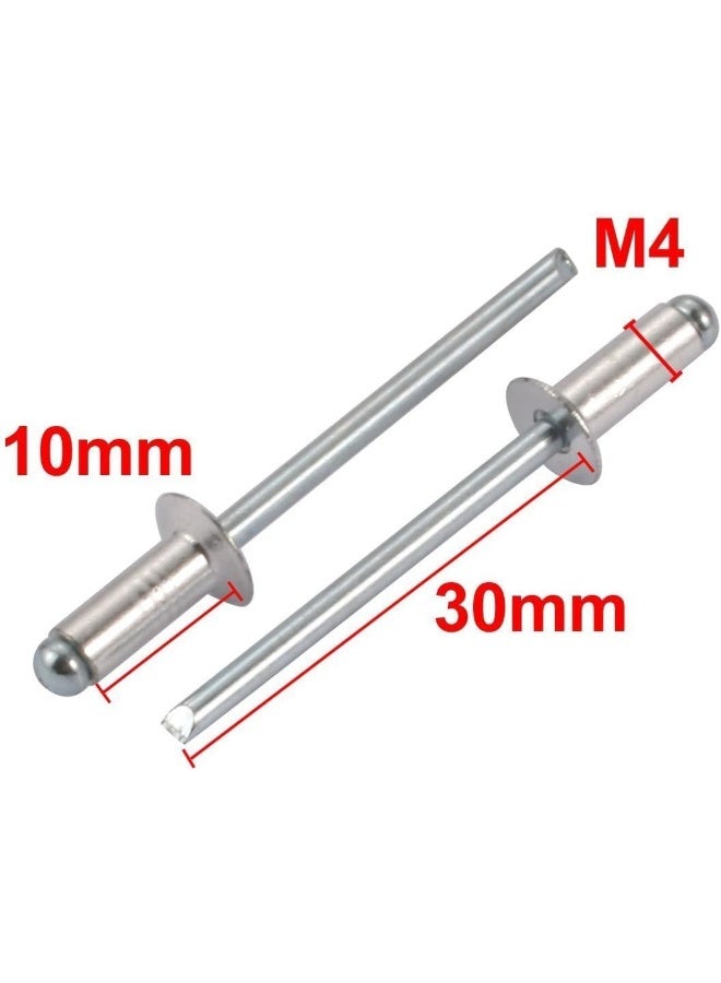 NJM Aluminum Open End Countersunk Head Blind Rivets - Silver Tone, 100 Pieces, M4x10mm - Image 2