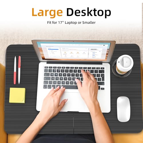 BUYIFY Portable Foldable Laptop Desk for Bed and Couch, Adjustable Lap Desk with Cup Holder and Phone Holder, Ideal for Working, Reading, Writing, and Breakfast (Black) - Image 4
