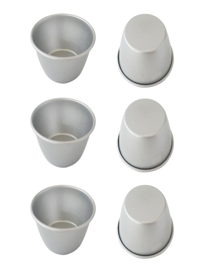 Heluok Metal Pudding Moulds, Carbon Steel Popover Pans Egg Tart Molds, Individual Small Flan Baking Cups, Mini Round Cake Tin for Chocolate Molten, Yorkshire Pudding, Panna Cotta - 3Inch, 6PCS - Image 1