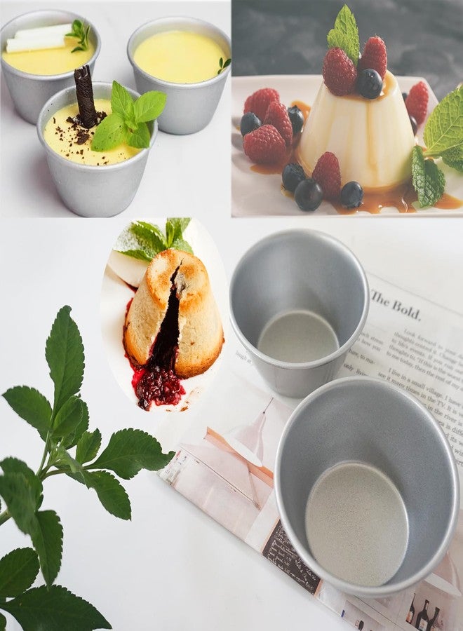Heluok Metal Pudding Moulds, Carbon Steel Popover Pans Egg Tart Molds, Individual Small Flan Baking Cups, Mini Round Cake Tin for Chocolate Molten, Yorkshire Pudding, Panna Cotta - 3Inch, 6PCS - Image 2