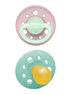 nip Cherry Glow The Dark Round Latex Soother, Narrower Round Teat Cherry Shape, Nursing Friendly, Size 1, From 0 Months, Latex, Rose And Green, Pack Of 2  - Image 1