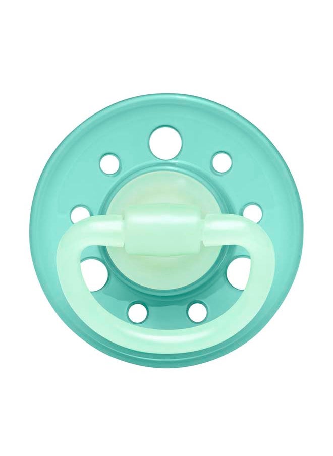 nip - Cherry Glow The Dark Round Latex Soother, Narrower Round Teat Cherry Shape, Nursing Friendly, Size 1, From 0 Months, Latex, Rose And Green, Pack Of 2 - Image 1