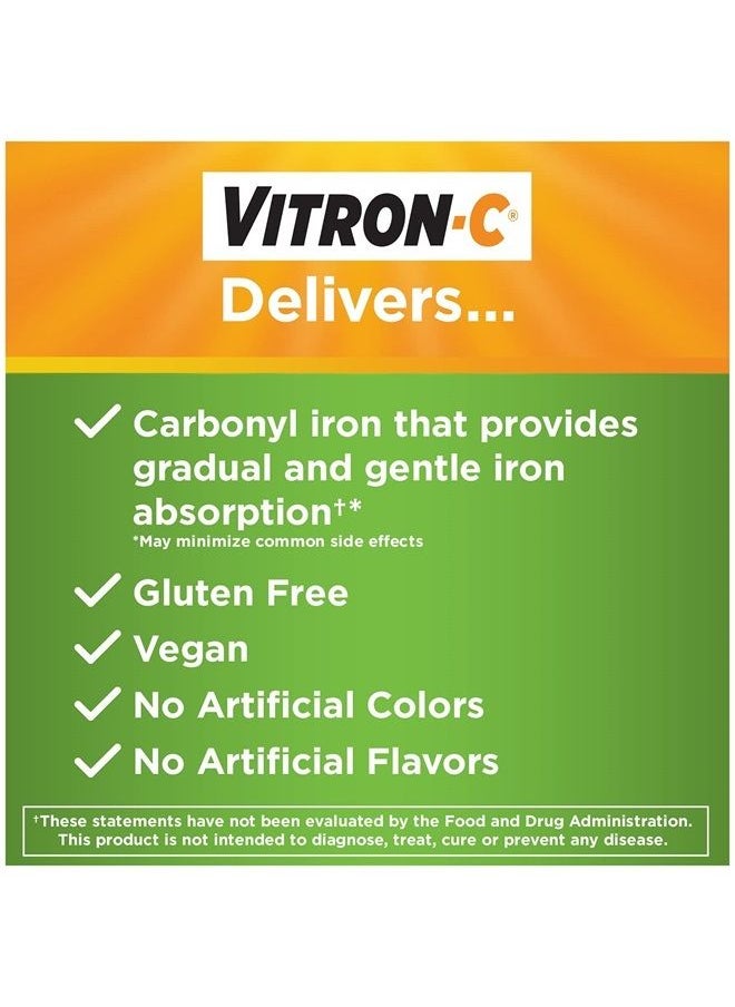 Vitron-C - Iron Supplement, Once Daily, High Potency Iron Plus Vitamin C, Dye Free Tablets, 60 Count - Image 1