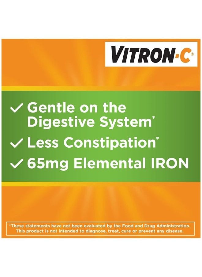 Vitron-C - Iron Supplement, Once Daily, High Potency Iron Plus Vitamin C, Dye Free Tablets, 60 Count - Image 1