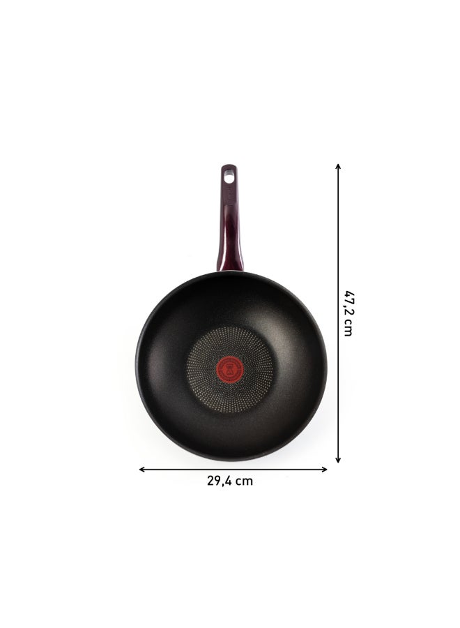 تيفال TEFAL مقلاة ووك | Resist Intense 28 سم مقلاة ووك غير لاصقة مع Thermo Spot | مقاومة للهب | شكل مثالي | تنظيف سهل | آمنة | خمري | ضمان لمدة سنتين | D5221983 أسود - Image 5