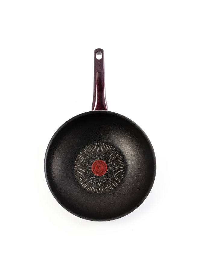 تيفال TEFAL مقلاة ووك | Resist Intense 28 سم مقلاة ووك غير لاصقة مع Thermo Spot | مقاومة للهب | شكل مثالي | تنظيف سهل | آمنة | خمري | ضمان لمدة سنتين | D5221983 أسود - Image 2