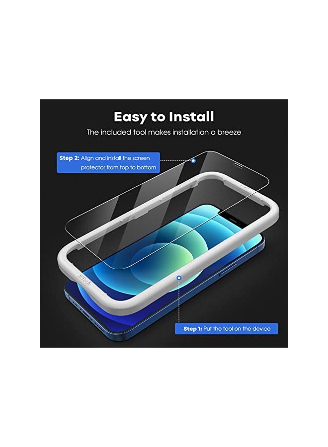 Jetech Full Coverage Screen Protector for iPhone 12/12 Pro 6.1-Inch, Tempered Glass Film with Easy Installation Tool, Case-Friendly, HD Clear, 3-Pack - Image 4