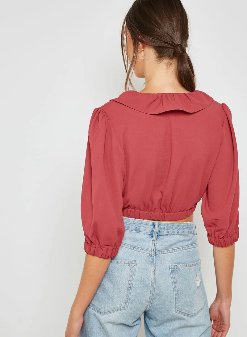 TOPSHOP Ruffled Wrap Crop Top