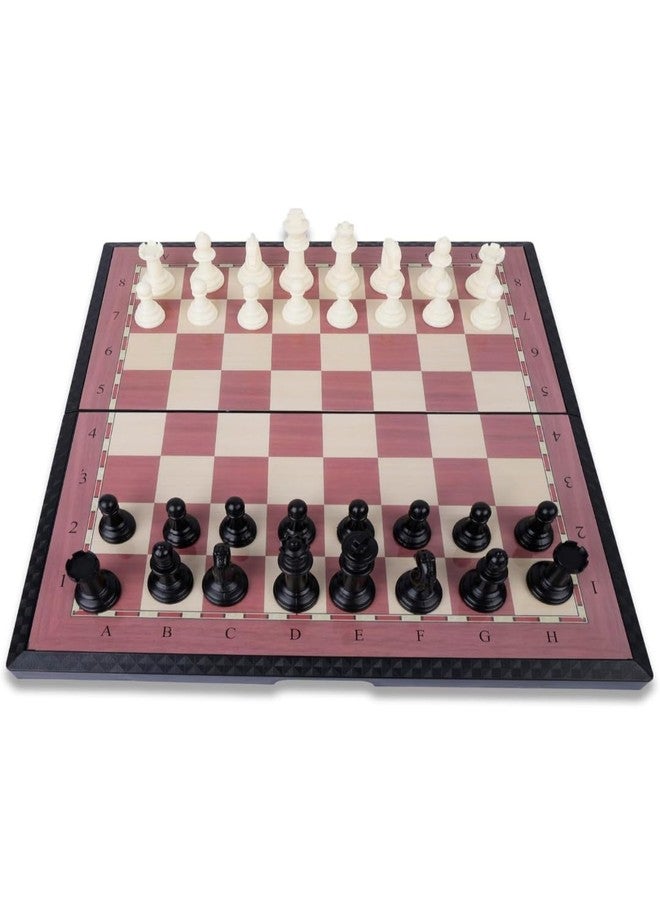 PUREFORCE Magnetic Chess Board Set - 11 Inch Foldable PVC Board with Wooden Design, Magnetic Chess Pieces & Extra Queens - Image 5