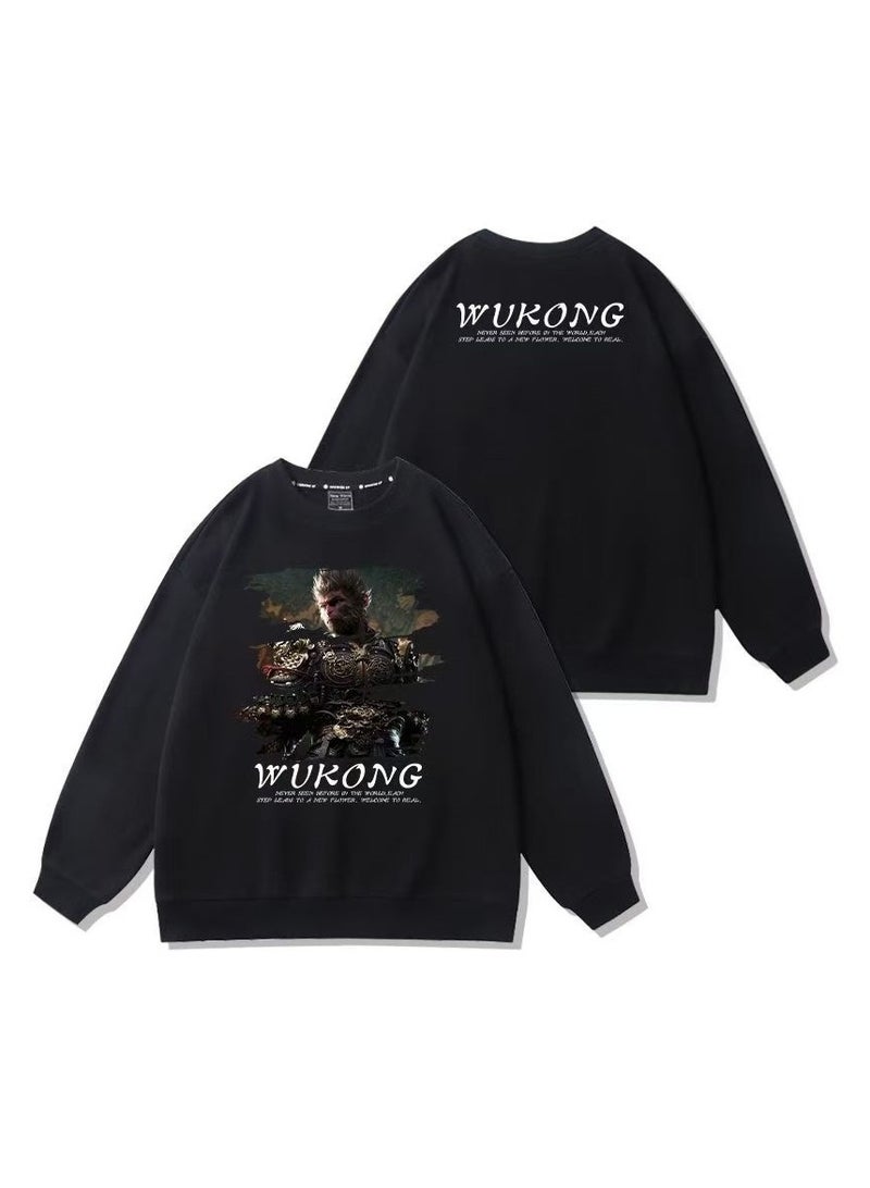 MQD Black Mythical Loose Round Neck Hoodie 