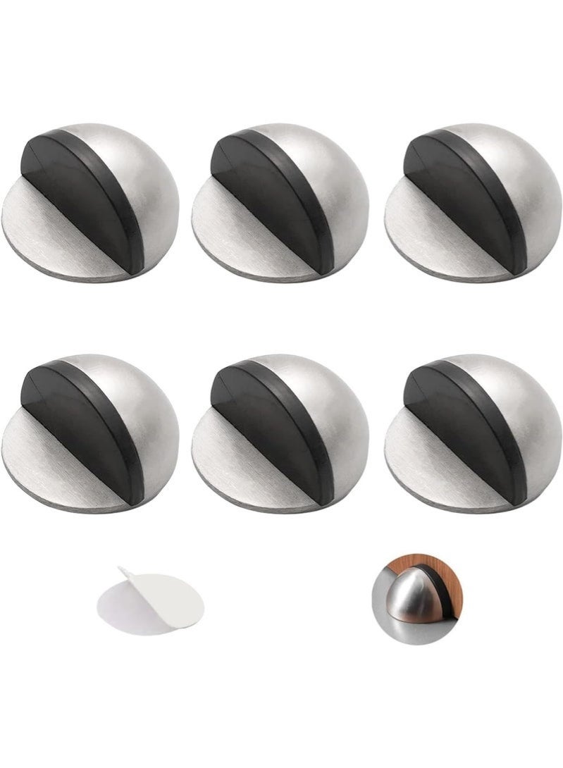 Bukela Self Adhesive Floor Door Stoppers,Stainless Steel Door Stopper,Polished Oval Half Moon with Glues for Protect of Wall Hard Floor Glass Door for Home School Office Floor (Silver) - Image 1