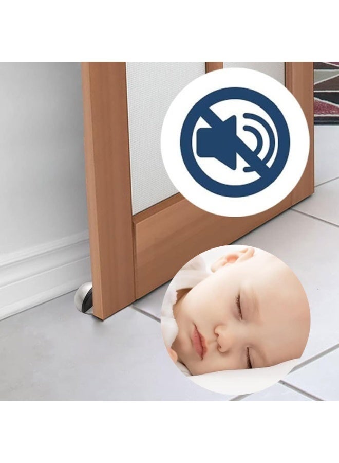 Bukela Self Adhesive Floor Door Stoppers,Stainless Steel Door Stopper,Polished Oval Half Moon with Glues for Protect of Wall Hard Floor Glass Door for Home School Office Floor (Silver) - Image 2