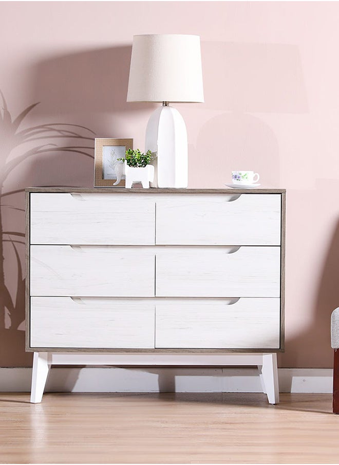 DANUBE HOME Hazel Display Cabinet 6 Drawer Modern Design Wooden Book Organiser Cupboard Space Saving Display Storage Rack For Home Office Living Room Kitchen White  - Image 1