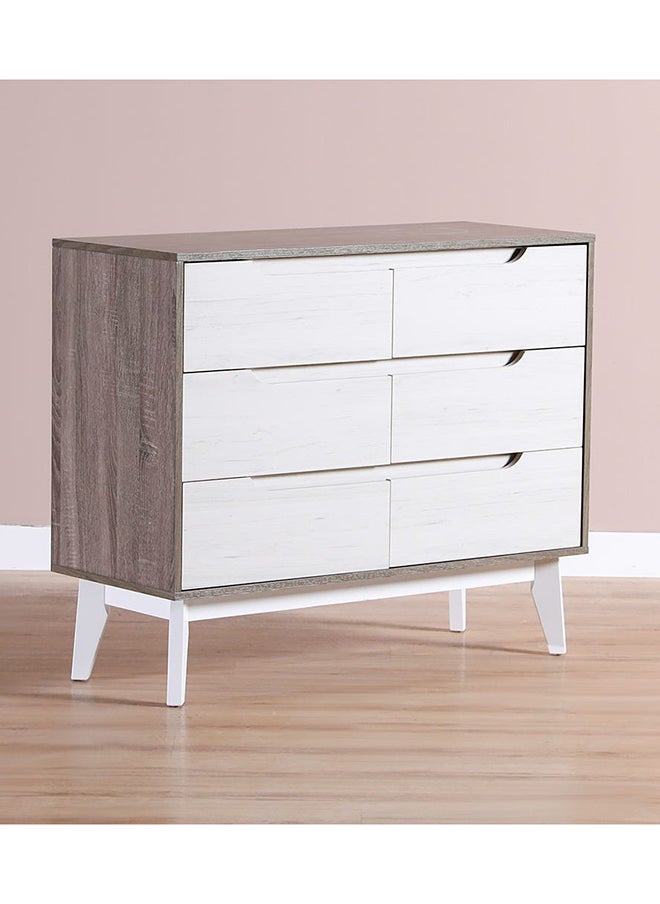 DANUBE HOME Hazel Display Cabinet 6 Drawer Modern Design Wooden Book Organiser Cupboard Space Saving Display Storage Rack For Home Office Living Room Kitchen White  - Image 4