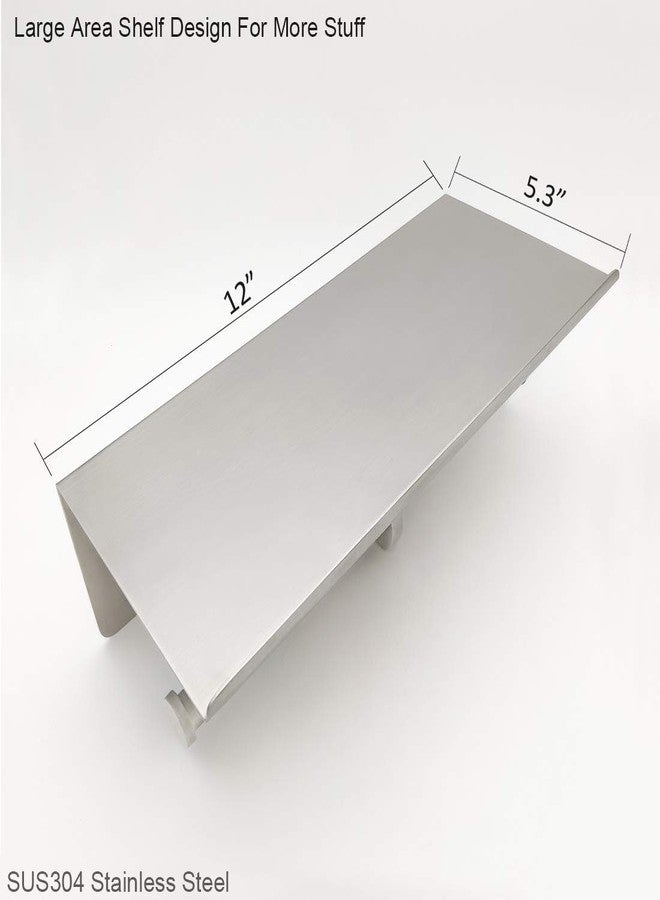 GZILA Large Double Toilet Paper Holder with Shelf, GZILA Dual Toilet Paper Rolls Holder Wall Mounted, Bathroom Mobile Phone Storage Rack, Tissue TP Dispenser, SUS304 Stainless Steel Brushed Nickel - Image 2