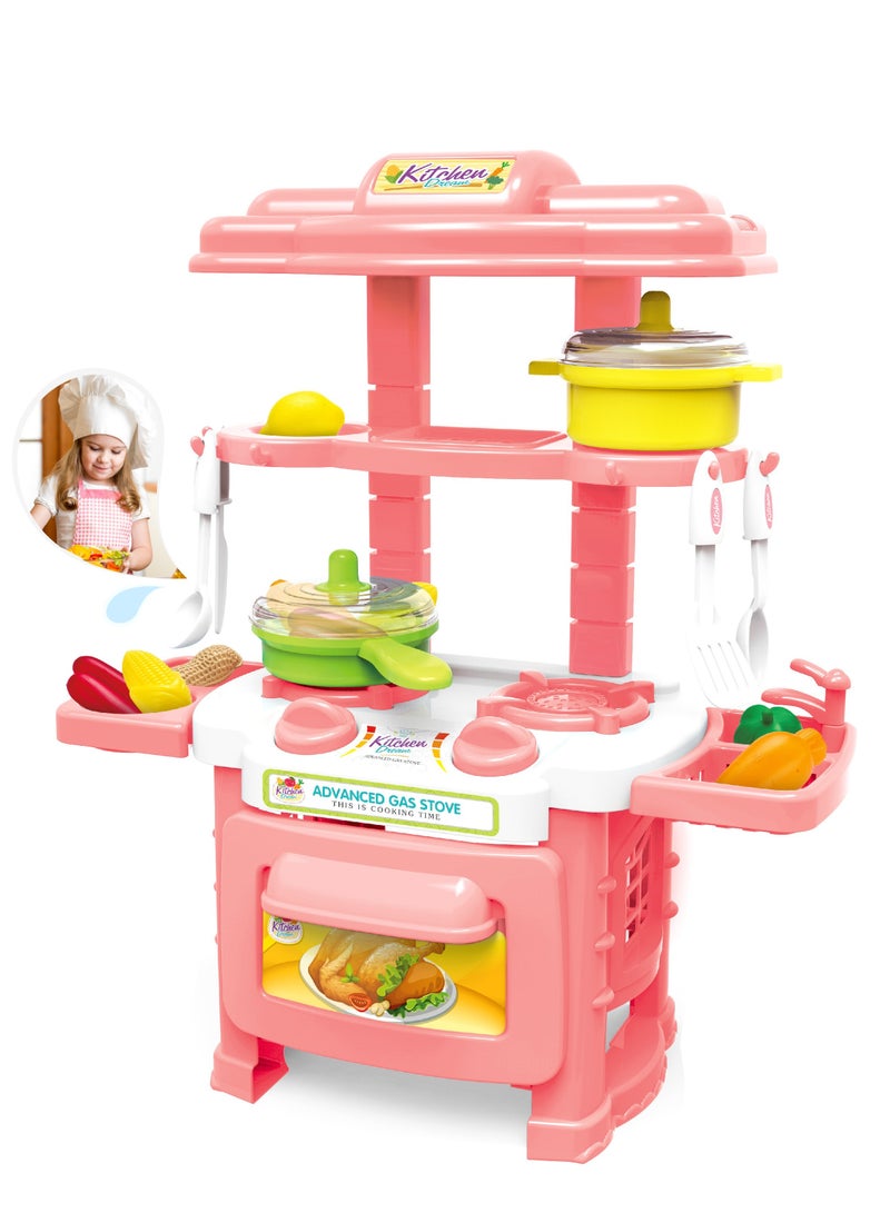 فاميلي لعبة مطبخ تظاهرية للأطفال بتصميم قابل للفصل مع قطع اكسسوارات - Image 1