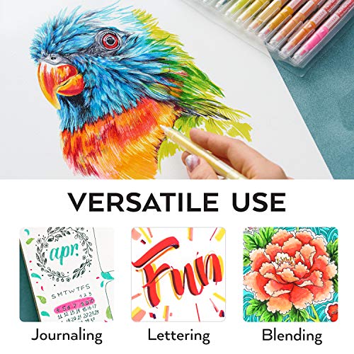 ARTEZA Dual Tip Brush Markers – Set of 48 Pens with Fine and Brush Tips, Water-Based Ink for Coloring, Sketching, Lettering & Journaling - Image 4