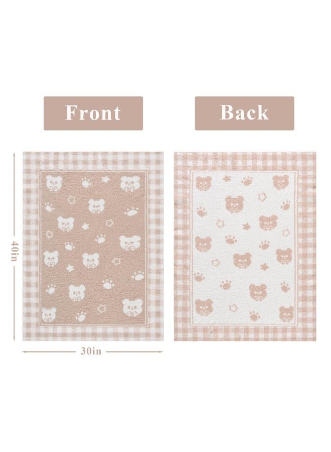 JOOJA Beige Bear Baby Blanket – Knitted Teddy Design Throw for Baby Boys & Girls, Nursery Essentials & Shower Gifts – Soft & Warm, 30x40 Inch - Image 3