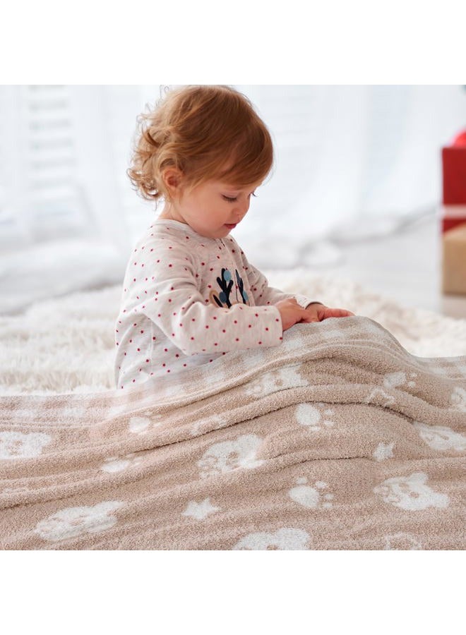 JOOJA Beige Bear Baby Blanket – Knitted Teddy Design Throw for Baby Boys & Girls, Nursery Essentials & Shower Gifts – Soft & Warm, 30x40 Inch - Image 5