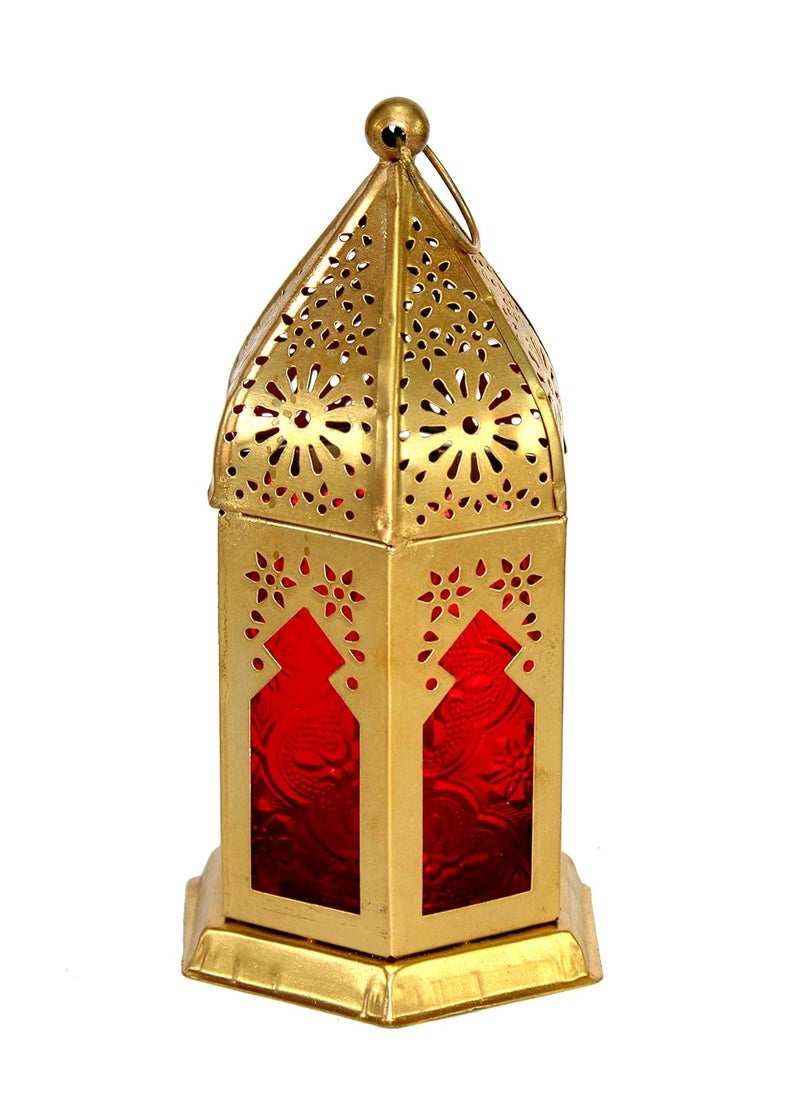 ESPLANADE eSplanade 65 Moroccan Lantern RedColored Glass Hanging Lamp Home Decor Tealight Holder 2 Pieces  - Image 2