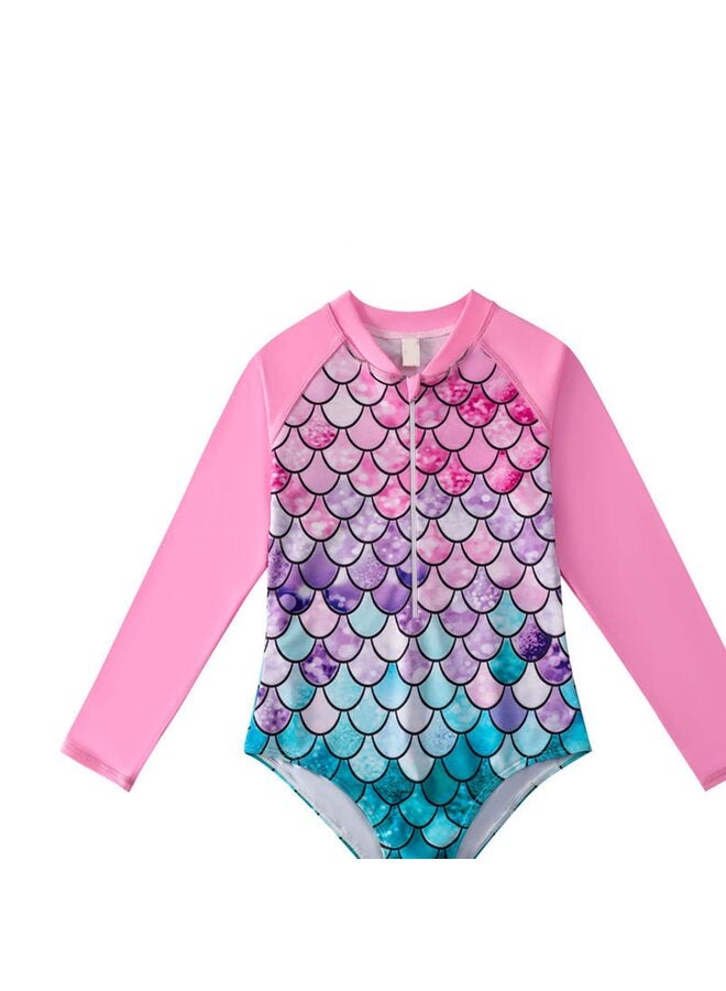 Girls Swimsuits Two Piece Rash Guard Set Short Sleeve Bathing Suit Liner Swimwear, 120 - Image 1