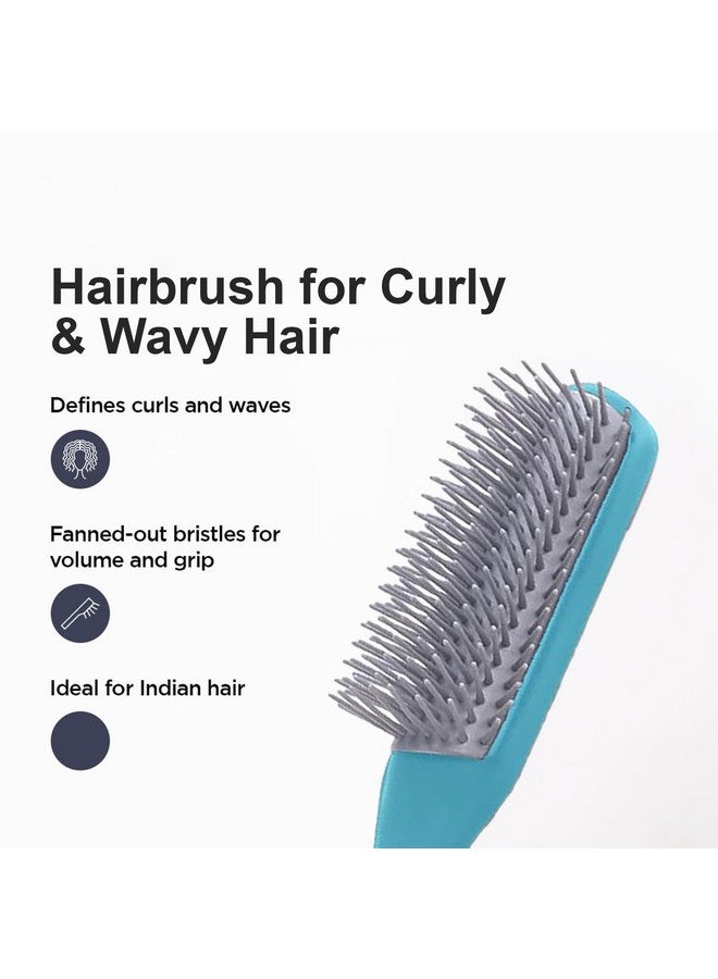 Homestic Hair Brush | Flexible Bristles Brush | Hair Brush With Paddle | Straightens & Detangles Hair Brush | Suitable For All Hair Types | Hair Brush Styling Hair | Set Of 2 | Blue & Black - Image 4