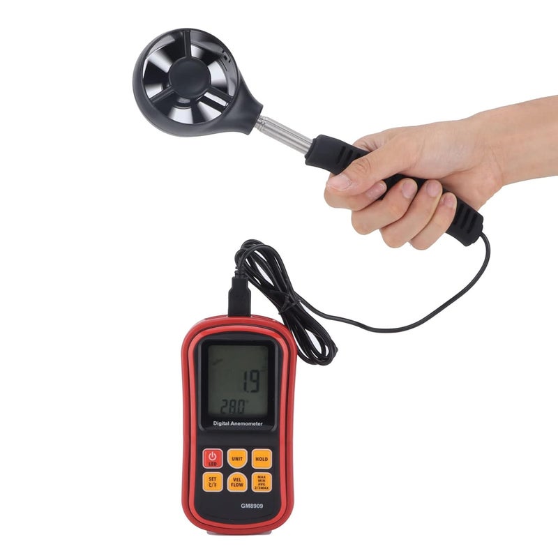 مقياس سرعة الرياح الرقمي المحمول لأنظمة التدفئة والتهوية وتكييف الهواء مع تخزين البيانات وشاشة LCD كبيرة - Image 3