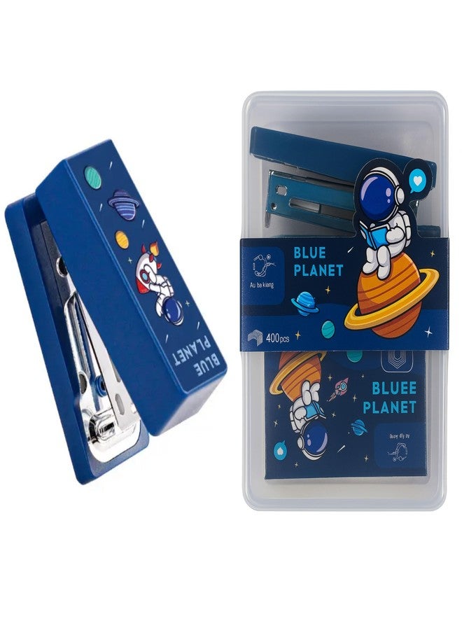 ZAFCO Mini Stapler for Children and Kids Space Theme with 400 Staples, Compact Size for School Project, Home & Office- 1 Unit (Blue) - Image 1
