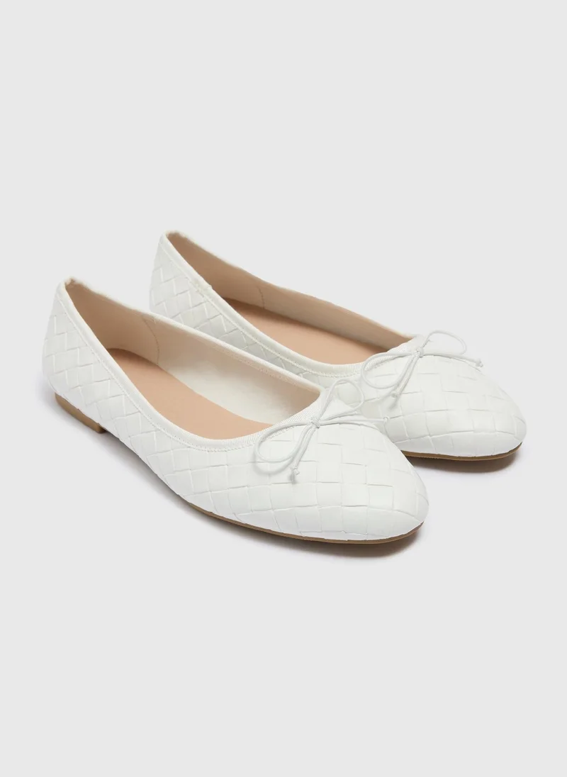 Matalan White Weave Ballet Flats