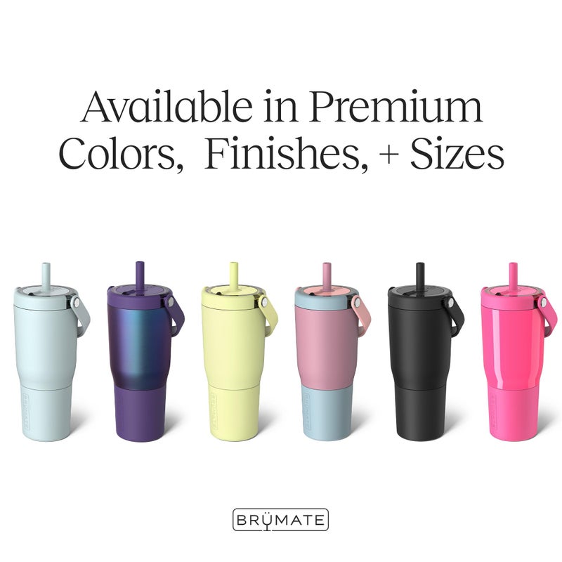 BrÃ¼Mate Resa 25oz 100% Leakproof Travel Tumbler w/Handle & Straw | Flexible SoftSip Straw | Silicone Sleeve for Durability | Stainless Steel | Cup Holder & Travel Friendly Water Bottle (Neon Pink) - Image 3