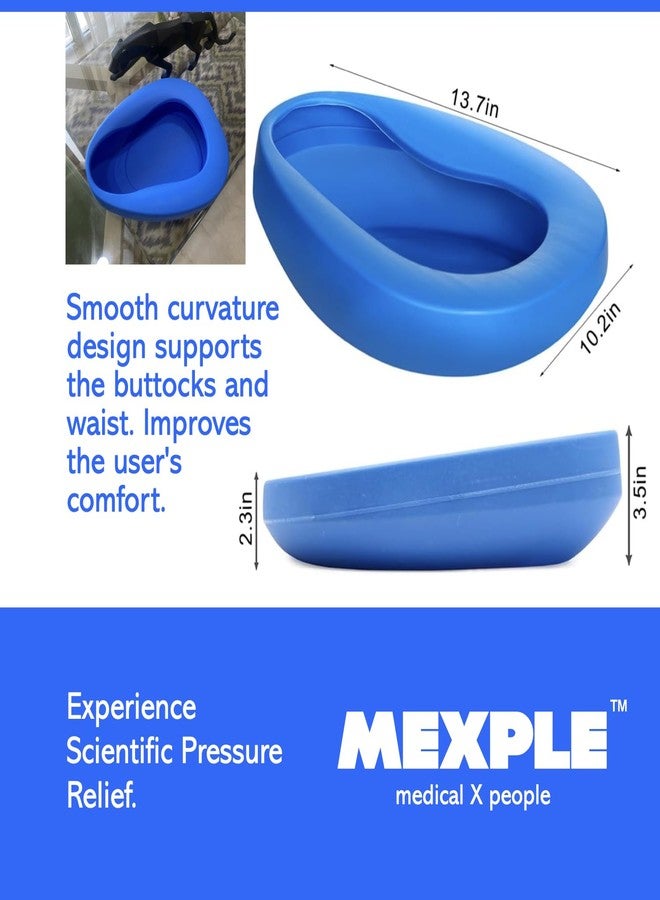 MEXPLE SpaceX1 Bedpan for Elderly Men & Women | Durable & Heavy Duty PP Material | Nonstick Surface & Easy to Clean | For Hospital, Home Bedridden Adult Patient - Blue (1000ML) - Image 4