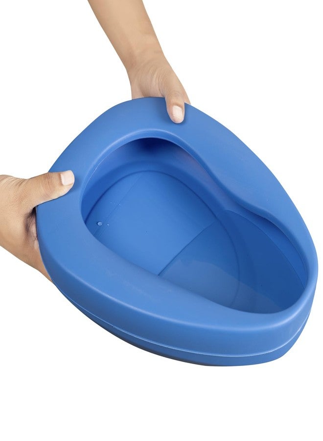 MEXPLE SpaceX1 Bedpan for Elderly Men & Women | Durable & Heavy Duty PP Material | Nonstick Surface & Easy to Clean | For Hospital, Home Bedridden Adult Patient - Blue (1000ML) - Image 1