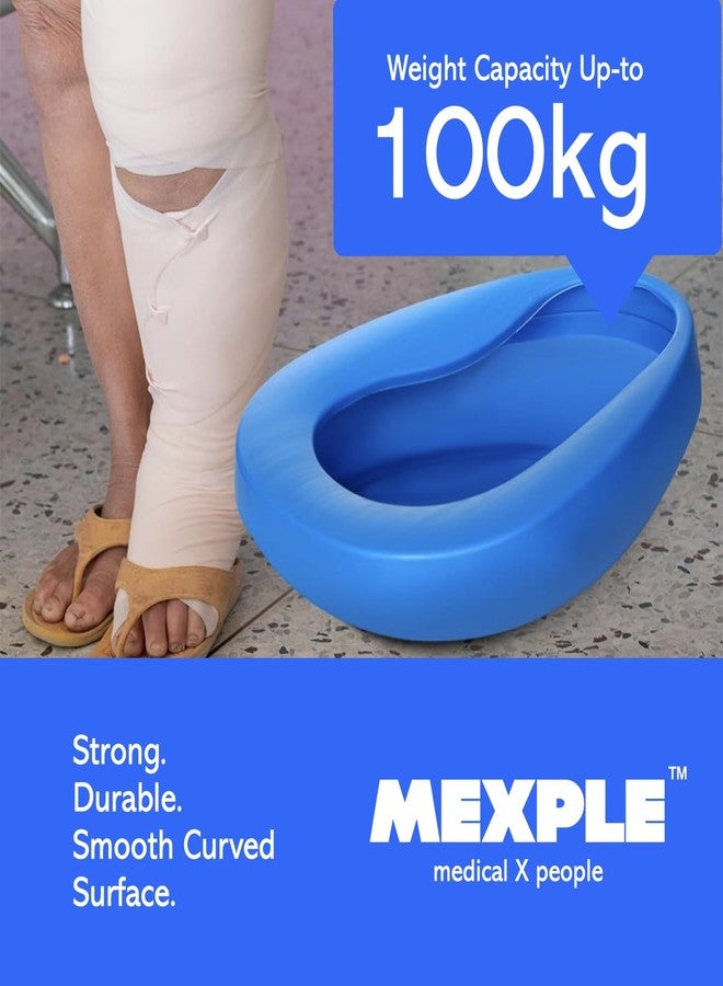MEXPLE SpaceX1 Bedpan for Elderly Men & Women | Durable & Heavy Duty PP Material | Nonstick Surface & Easy to Clean | For Hospital, Home Bedridden Adult Patient - Blue (1000ML) - Image 3