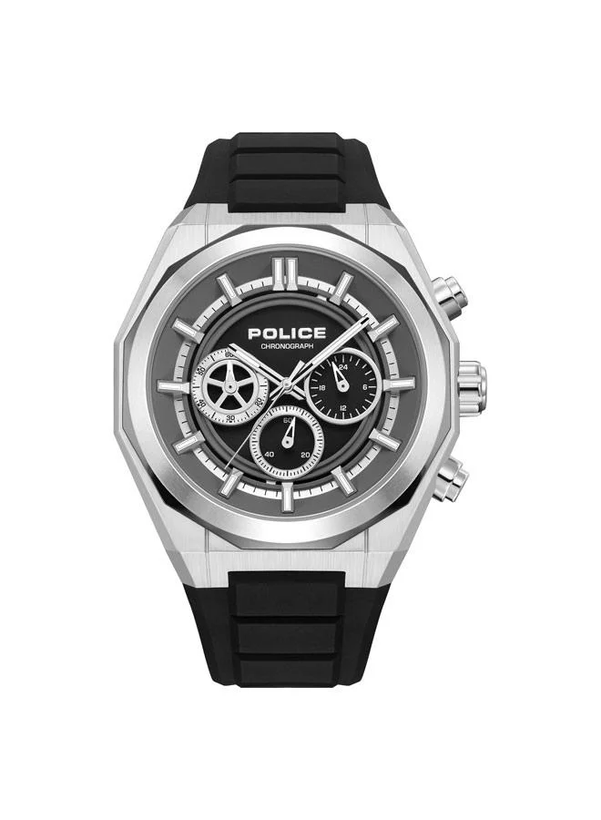 بوليس Steward Gunmetal Dial Silicone Strap Chronograph Watch for Men, 46mm