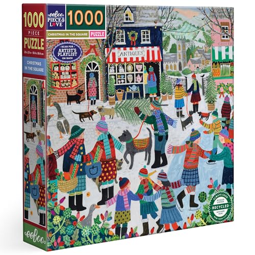 eeBoo 1000 Piece Puzzle  Christmas in The Square Jigsaw Puzzle for Adults Square 23 x 23 Made with Recycled Board  VegetableBased Ink - Image 1