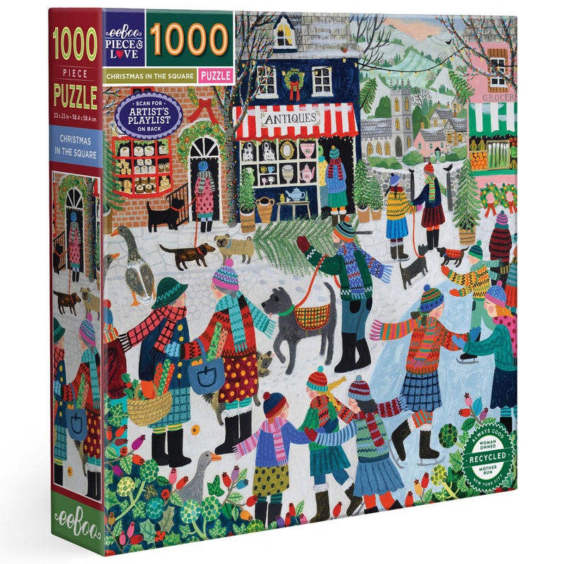 eeBoo 1000 Piece Puzzle  Christmas in The Square Jigsaw Puzzle for Adults Square 23 x 23 Made with Recycled Board  VegetableBased Ink - Image 3