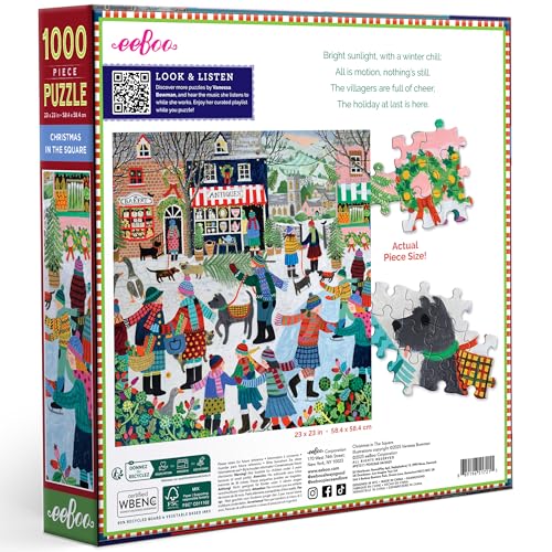 eeBoo 1000 Piece Puzzle  Christmas in The Square Jigsaw Puzzle for Adults Square 23 x 23 Made with Recycled Board  VegetableBased Ink - Image 5