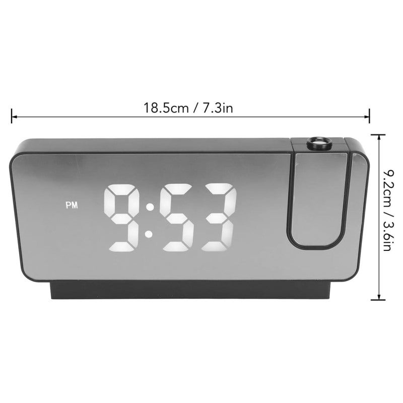 Digital Projection Alarm Clock: Black, 180-Degree Wide-Angle Flexible Projection - LED Digital Display Shows Time Date Temperature, Silent Operation for Bedside Home Use - Image 4