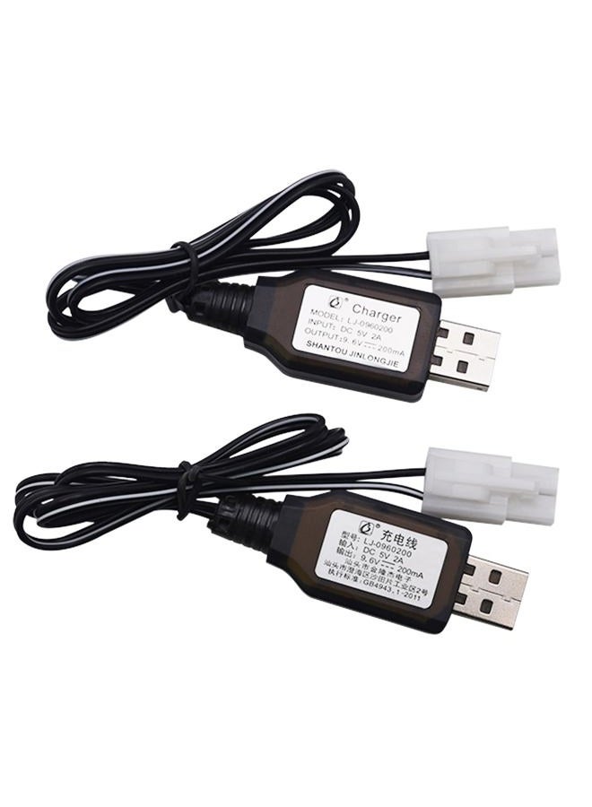 Blomiky 2 Pack 9.6V 200mA NiCD/NiMH Male Standard Tamiya USB Charger Cable for RC Cars Monster Trucks /9.6V Tamiya USB 2 - Image 1