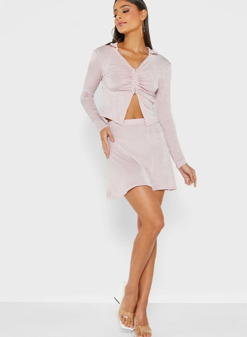 Missguided Ruched Detail Crop Shirt