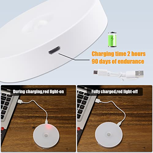 Electight 8 LEDs Motion Sensor Light Indoor, Night Light USB Rechargeable, 3 Light Modes & 400 mAh Battery, Cordless Magnetic Sticker Nightlight for Stair, Closet, Hallway - 3000K Warm White 6 Pack - Image 3