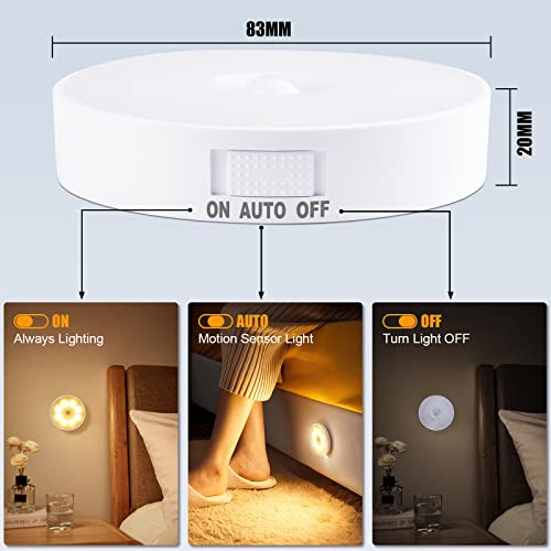 Electight 8 LEDs Motion Sensor Light Indoor, Night Light USB Rechargeable, 3 Light Modes & 400 mAh Battery, Cordless Magnetic Sticker Nightlight for Stair, Closet, Hallway - 3000K Warm White 6 Pack - Image 2
