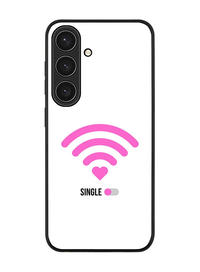 Stylizedd Rugged Black edge case for Samsung Galaxy S24, Slim fit Soft Case Flexible Rubber Edges Anti Drop TPU Gel Thin Cover- Wifi Single Girl - Image 1