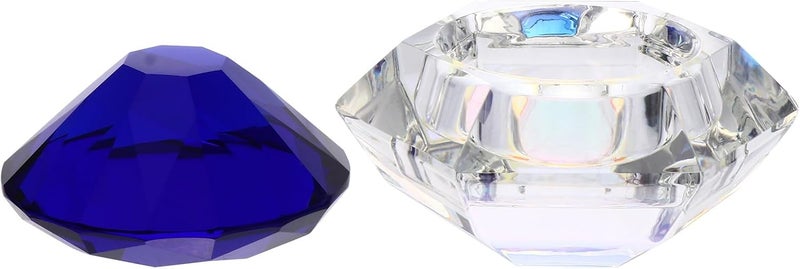 Crystal Glass Nail Art Jar with Diamond Lid, Leakproof Cosmetics Container for Manicure, Blue Ab Color Crystal Cover, Refillable Beauty Storage Jar for Gel Polish - Image 1