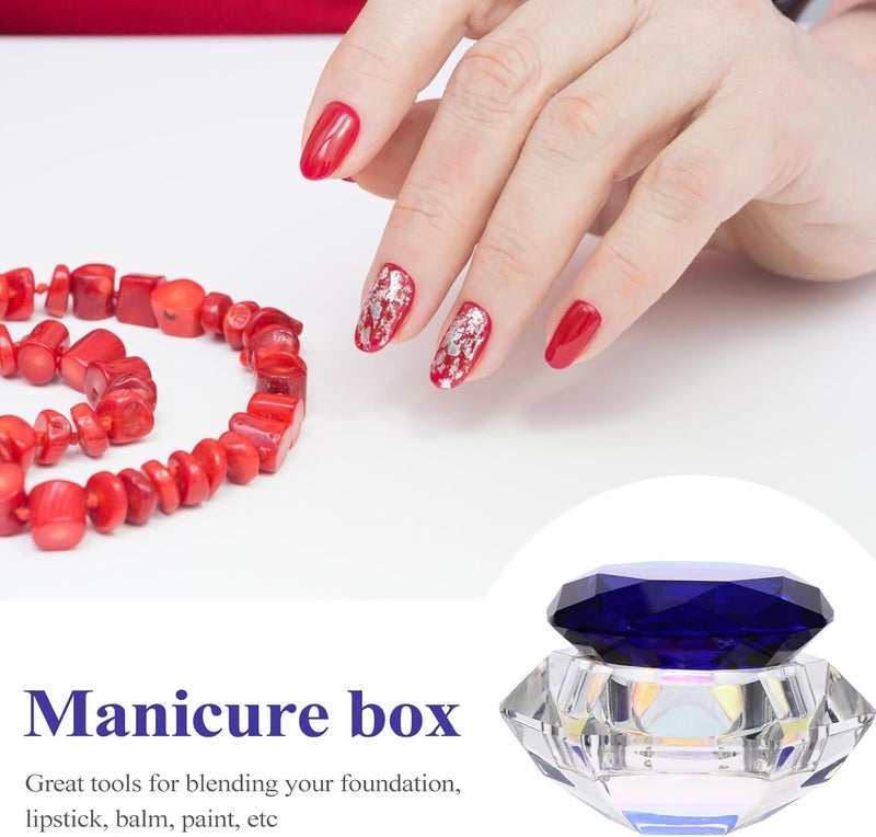 Crystal Glass Nail Art Jar with Diamond Lid, Leakproof Cosmetics Container for Manicure, Blue Ab Color Crystal Cover, Refillable Beauty Storage Jar for Gel Polish - Image 3