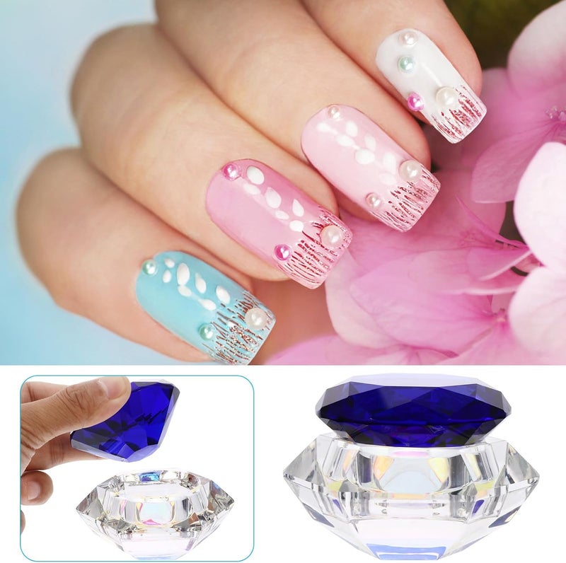 Crystal Glass Nail Art Jar with Diamond Lid, Leakproof Cosmetics Container for Manicure, Blue Ab Color Crystal Cover, Refillable Beauty Storage Jar for Gel Polish - Image 4