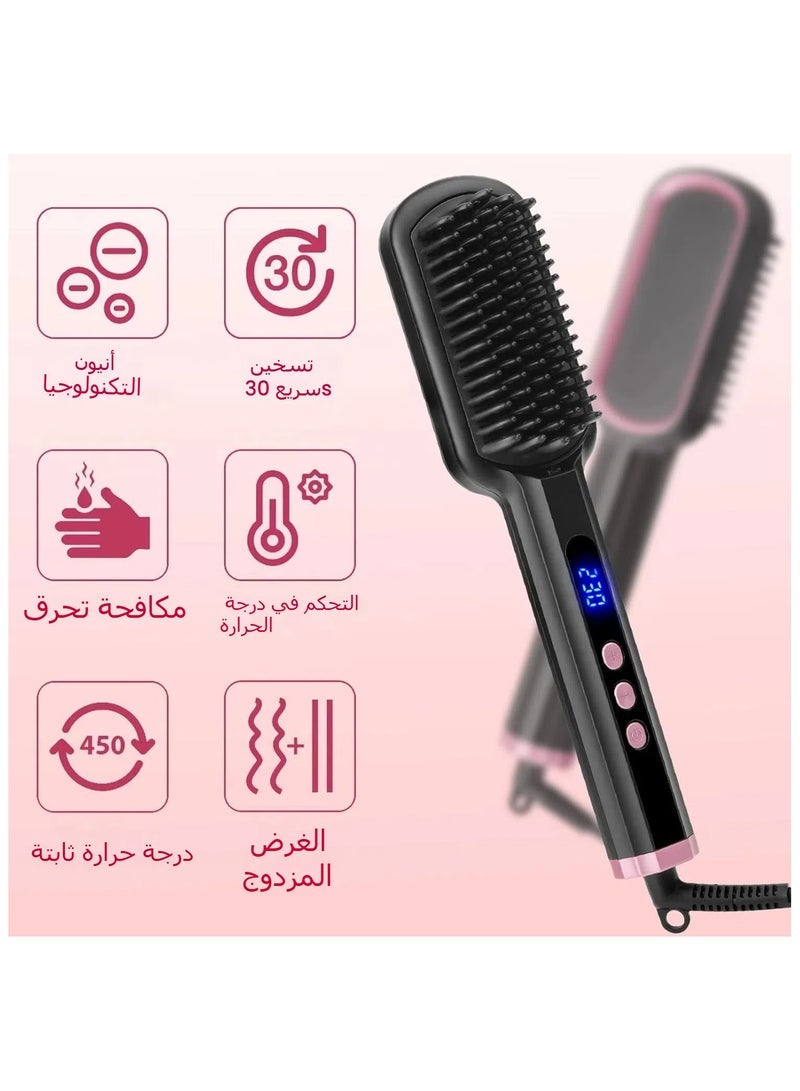 general Hair Straightener Brush Hair Straightener Comb Straightening Brush with Negative Ionic for Women Fast Heating with 8 Temps & Dual Voltage - Image 4